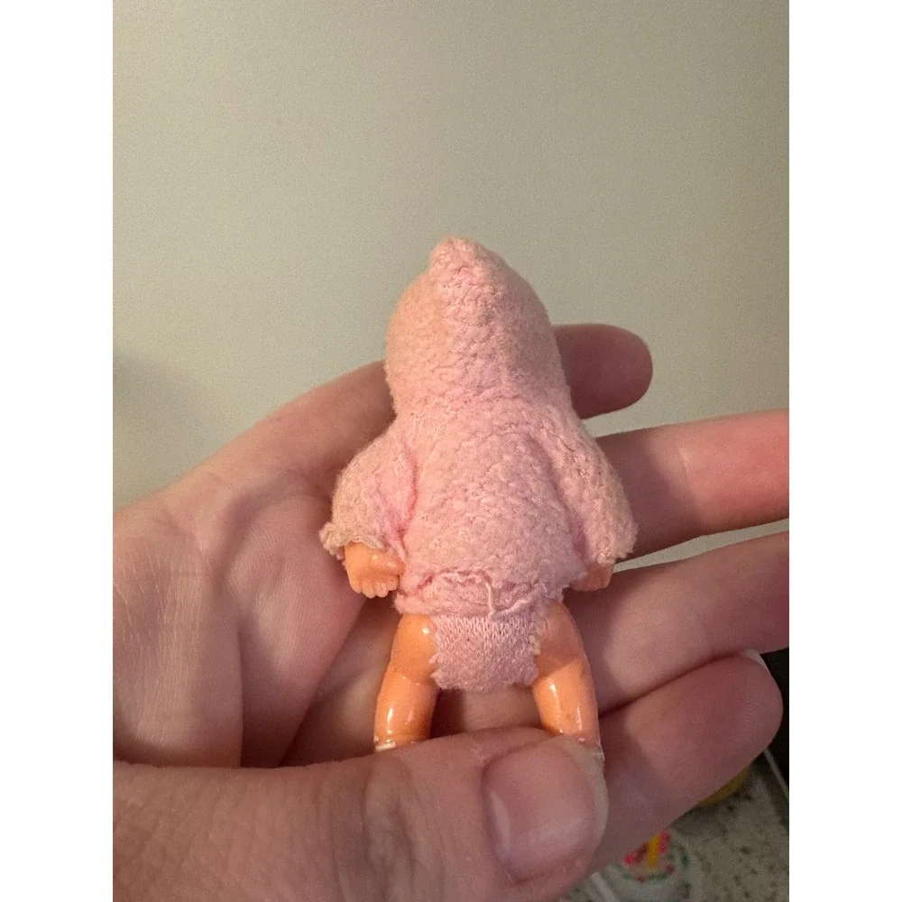 Vintage Mini Baby Doll Pink‎ Knit Hoodie Diaper Socks Toy Collectible